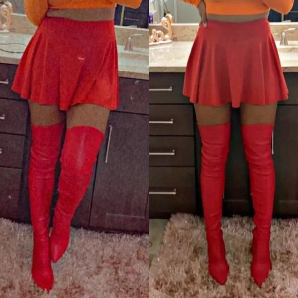 Red Thigh High Over the Knee Boots - 8.5 - Picture 5 of 13